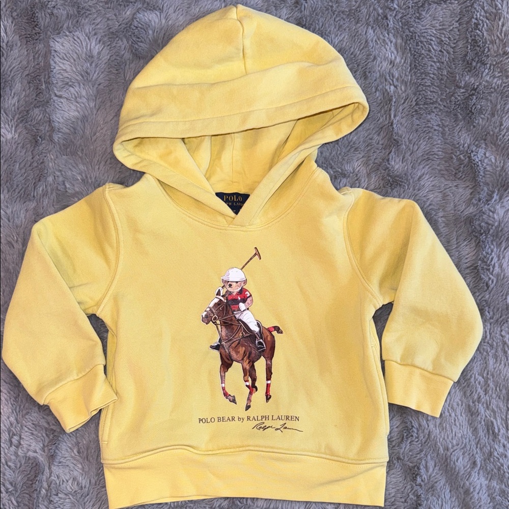 Polo Ralph Lauren Kids Yellow Polo Bear Horse Hoodie 3T
